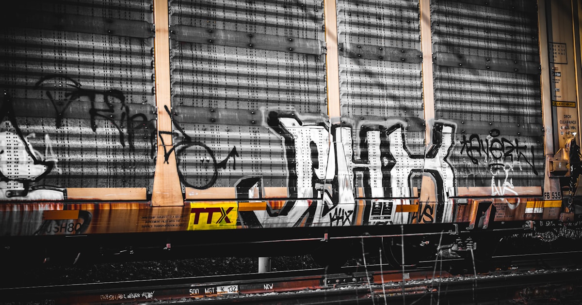 railway car with graffiti on it